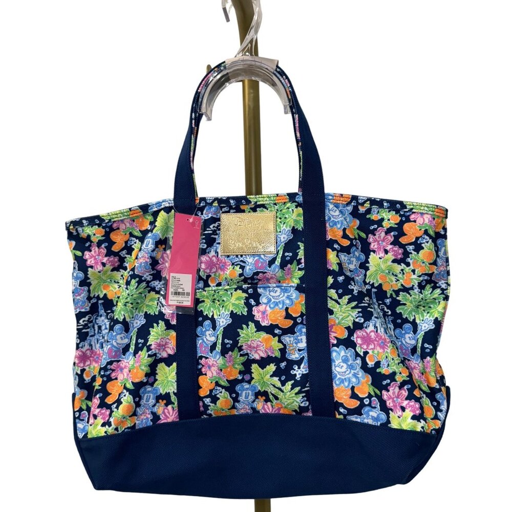 NWT Lilly Loves Disney Disney x Lilly Pulitzer Mickey & Minnie Mouse Canvas Tote - Picture 1 of 14